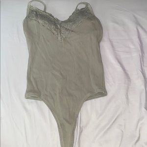 VS PINK olive lace cami bodysuit